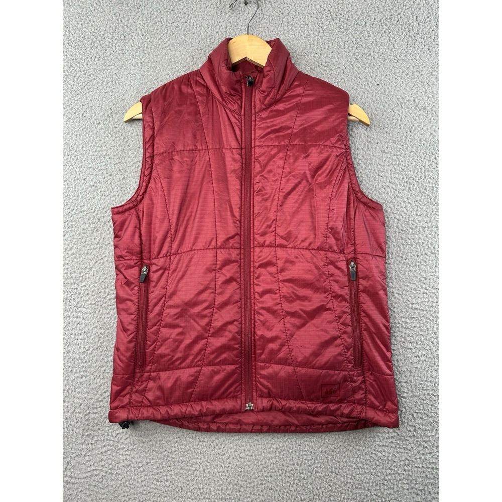REI Puffer Vest Womens Small Red Pertex Quantum Primaloft Full Zip